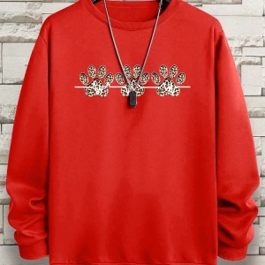 Hip Hop Harajuku Vintage Tarzı  3lü Leopar Kedi Paw Baskılar Gri