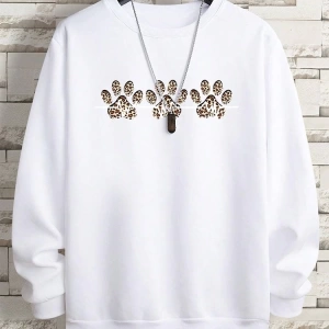 Hip Hop Harajuku Vintage Tarzı  3lü Leopar Kedi Paw Baskılar Gri