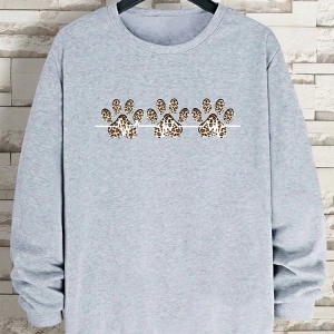 Hip Hop Harajuku Vintage Tarzı  3lü Leopar Kedi Paw Baskılar Gri