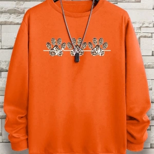 Hip Hop Harajuku Vintage Tarzı  3lü Leopar Kedi Paw Baskılar Gri