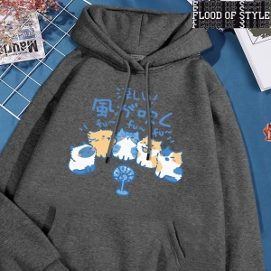 Hip Hop Harajuku Vintage Tarzı  5 kediler üfleme fanlar  Gri
