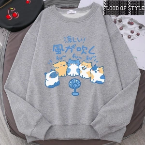 Hip Hop Harajuku Vintage Tarzı  5 kediler üfleme fanlar  Gri
