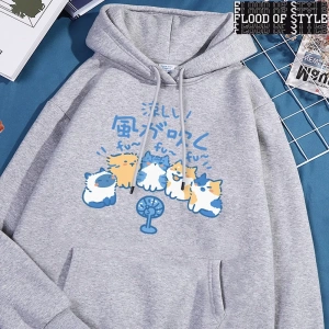 Hip Hop Harajuku Vintage Tarzı  5 kediler üfleme fanlar  Gri