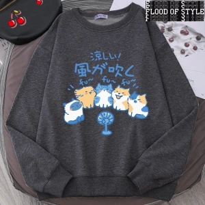 Hip Hop Harajuku Vintage Tarzı  5 kediler üfleme fanlar  Gri