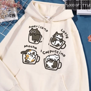 Hip Hop Harajuku Vintage Tarzı  Amerikan tarzı kahve kedi  Gri