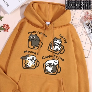 Hip Hop Harajuku Vintage Tarzı  Amerikan tarzı kahve kedi  Gri