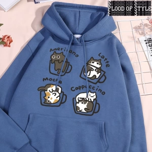Hip Hop Harajuku Vintage Tarzı  Amerikan tarzı kahve kedi  Gri