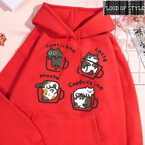 Hip Hop Harajuku Vintage Tarzı  Amerikan tarzı kahve kedi  Gri