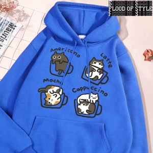 Hip Hop Harajuku Vintage Tarzı  Amerikan tarzı kahve kedi  Gri