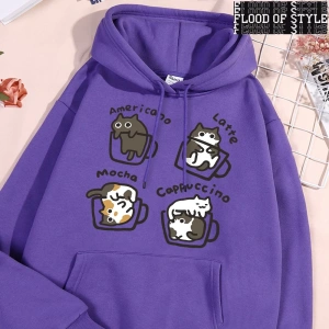 Hip Hop Harajuku Vintage Tarzı  Amerikan tarzı kahve kedi  Gri