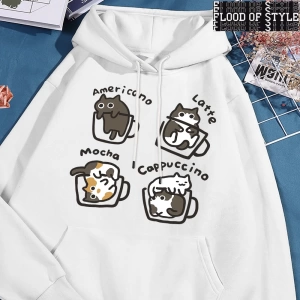 Hip Hop Harajuku Vintage Tarzı  Amerikan tarzı kahve kedi  Gri