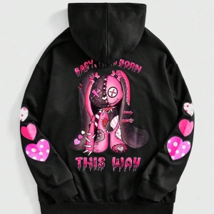 Hip Hop Harajuku Vintage Tarzı  Ayı bir sevimli ve korkunç görünüm  Siyah