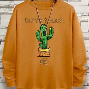 Hip Hop Harajuku Vintage Tarzı  Bana dokunmayın ben bir kaktüs  Gri