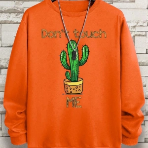 Hip Hop Harajuku Vintage Tarzı  Bana dokunmayın ben bir kaktüs  Gri