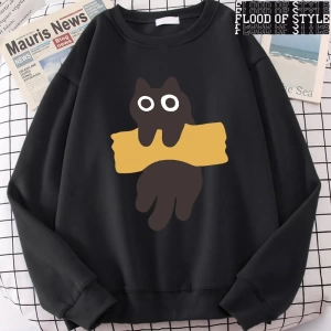 Hip Hop Harajuku Vintage Tarzı  Bant Kedi Sevimli  Gri