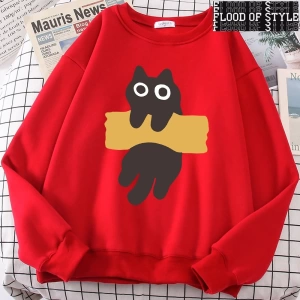 Hip Hop Harajuku Vintage Tarzı  Bant Kedi Sevimli  Gri