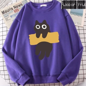 Hip Hop Harajuku Vintage Tarzı  Bant Kedi Sevimli  Gri