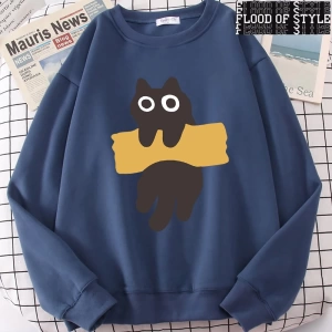 Hip Hop Harajuku Vintage Tarzı  Bant Kedi Sevimli  Gri