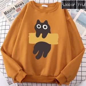 Hip Hop Harajuku Vintage Tarzı  Bant Kedi Sevimli  Gri
