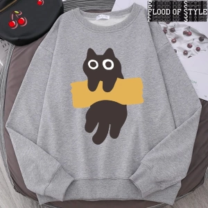 Hip Hop Harajuku Vintage Tarzı  Bant Kedi Sevimli  Gri