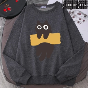 Hip Hop Harajuku Vintage Tarzı  Bant Kedi Sevimli  Gri