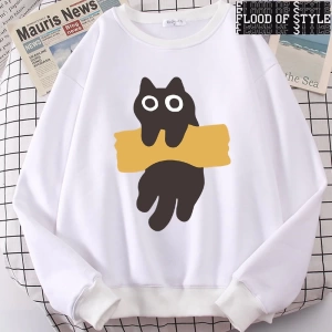 Hip Hop Harajuku Vintage Tarzı  Bant Kedi Sevimli  Gri