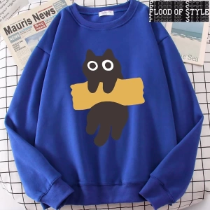 Hip Hop Harajuku Vintage Tarzı  Bant Kedi Sevimli  Gri