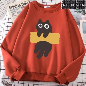 Hip Hop Harajuku Vintage Tarzı  Bant Kedi Sevimli  Gri