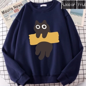 Hip Hop Harajuku Vintage Tarzı  Bant Kedi Sevimli  Gri