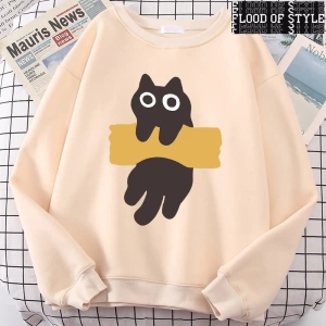Hip Hop Harajuku Vintage Tarzı  Bant Kedi Sevimli  Gri
