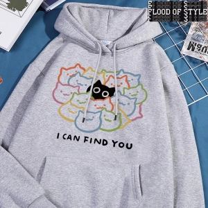 Hip Hop Harajuku Vintage Tarzı  Ben size eğlenceli bulabilirsiniz kedi Gri
