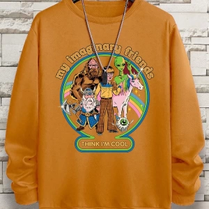 Hip Hop Harajuku Vintage Tarzı  Benim hayali arkadaşlar düşünüyorum Gri