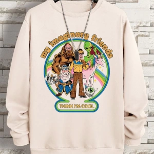 Hip Hop Harajuku Vintage Tarzı  Benim hayali arkadaşlar düşünüyorum Gri