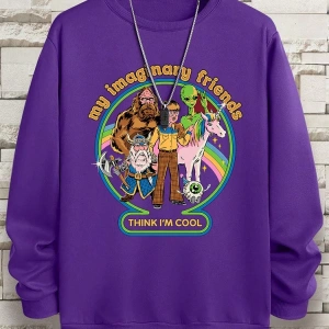Hip Hop Harajuku Vintage Tarzı  Benim hayali arkadaşlar düşünüyorum Gri