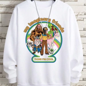 Hip Hop Harajuku Vintage Tarzı  Benim hayali arkadaşlar düşünüyorum Gri