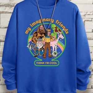 Hip Hop Harajuku Vintage Tarzı  Benim hayali arkadaşlar düşünüyorum Gri