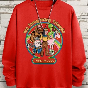 Hip Hop Harajuku Vintage Tarzı  Benim hayali arkadaşlar düşünüyorum Gri