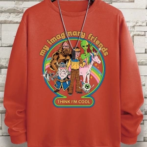 Hip Hop Harajuku Vintage Tarzı  Benim hayali arkadaşlar düşünüyorum Gri