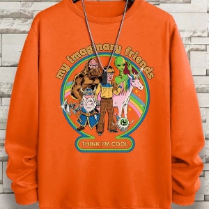 Hip Hop Harajuku Vintage Tarzı  Benim hayali arkadaşlar düşünüyorum Gri