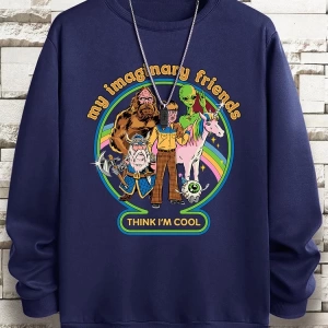 Hip Hop Harajuku Vintage Tarzı  Benim hayali arkadaşlar düşünüyorum Gri