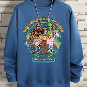 Hip Hop Harajuku Vintage Tarzı  Benim hayali arkadaşlar düşünüyorum Gri