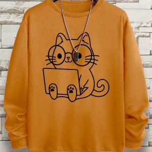Hip Hop Harajuku Vintage Tarzı  Beyefendi kedi iş baskı adam  Gri