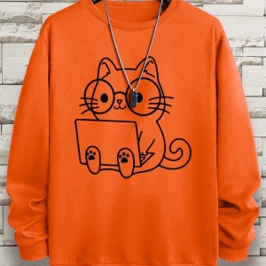 Hip Hop Harajuku Vintage Tarzı  Beyefendi kedi iş baskı adam  Gri