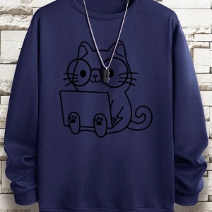 Hip Hop Harajuku Vintage Tarzı  Beyefendi kedi iş baskı adam  Gri
