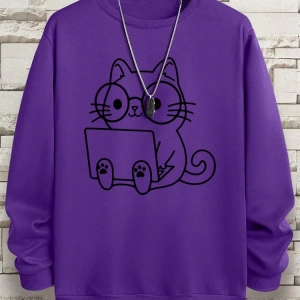 Hip Hop Harajuku Vintage Tarzı  Beyefendi kedi iş baskı adam  Gri