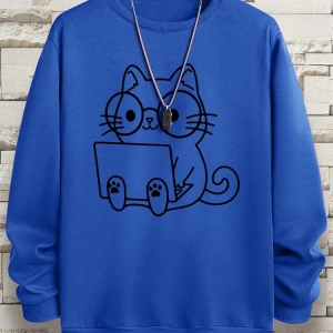 Hip Hop Harajuku Vintage Tarzı  Beyefendi kedi iş baskı adam  Gri