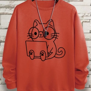 Hip Hop Harajuku Vintage Tarzı  Beyefendi kedi iş baskı adam  Gri