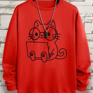 Hip Hop Harajuku Vintage Tarzı  Beyefendi kedi iş baskı adam  Gri