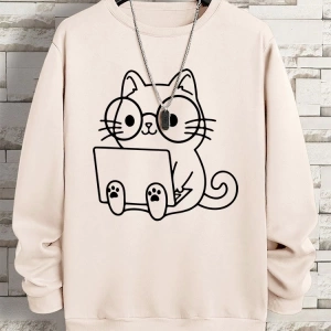 Hip Hop Harajuku Vintage Tarzı  Beyefendi kedi iş baskı adam  Gri