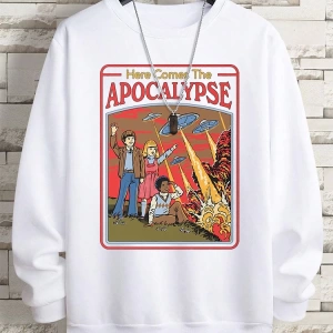 Hip Hop Harajuku Vintage Tarzı  Burada Ufo geliyor Ufo  Gri